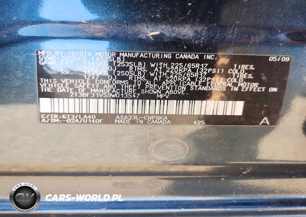 2009 Toyota Rav4 Limited VIN:2T3BF31V59W013547 - 13