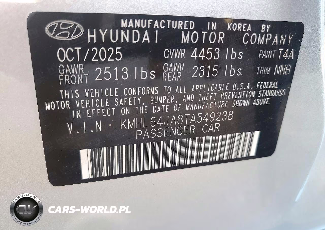 2026 Hyundai Sonata Sel Sport VIN:KMHL64JA8TA549238 - 12