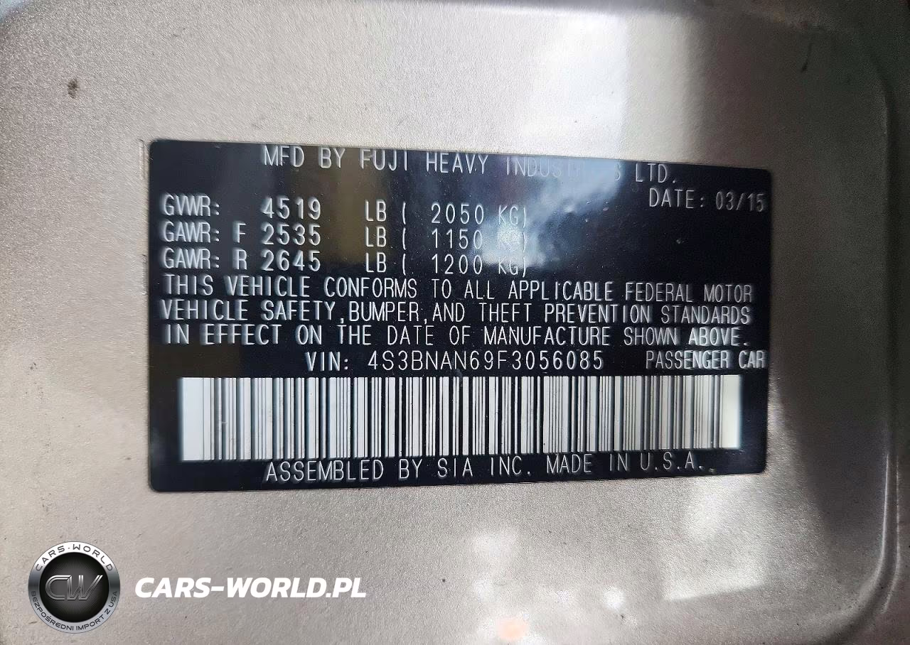 2015 Subaru Legacy 2.5I Limited VIN:4S3BNAN69F3056085 - 12