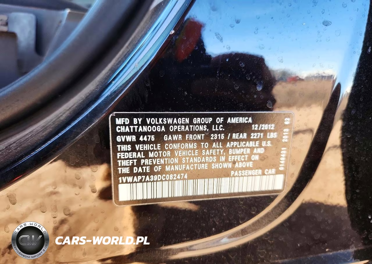 2013 Volkswagen Passat S VIN:1VWAP7A39DC082474 - 12