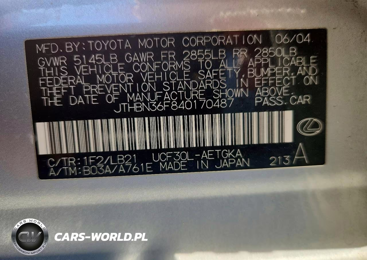 2004 Lexus Ls 430 VIN:JTHBN36F840170487 - 12