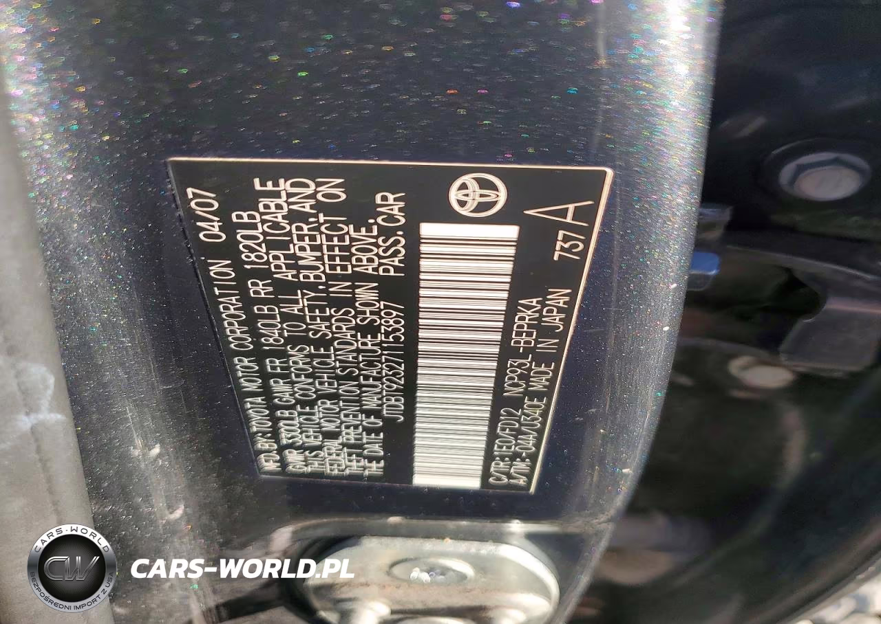2007 Toyota Yaris Base VIN:JTDBT923271153897 - 12