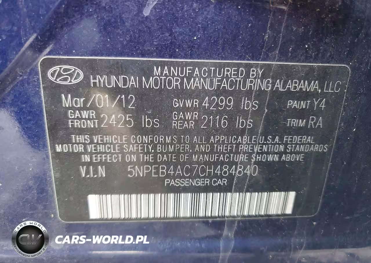 2012 Hyundai Sonata Gls VIN:5NPEB4AC7CH484840 - 12