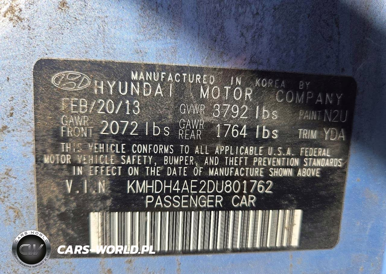 2013 Hyundai Elantra Limited VIN:KMHDH4AE2DU801762 - 12