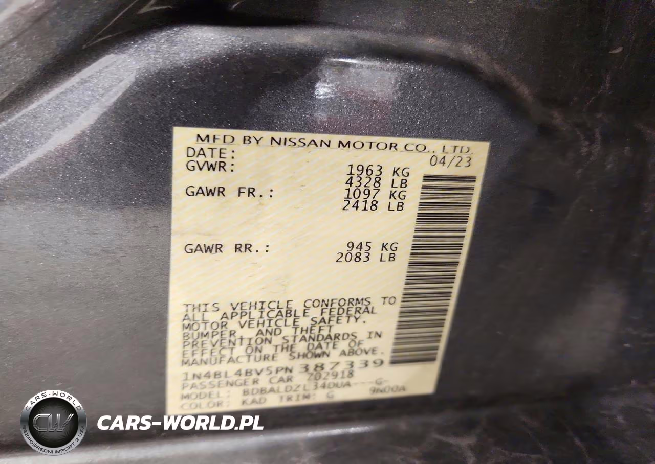 2023 Nissan Altima S VIN:1N4BL4BV5PN387339 - 12