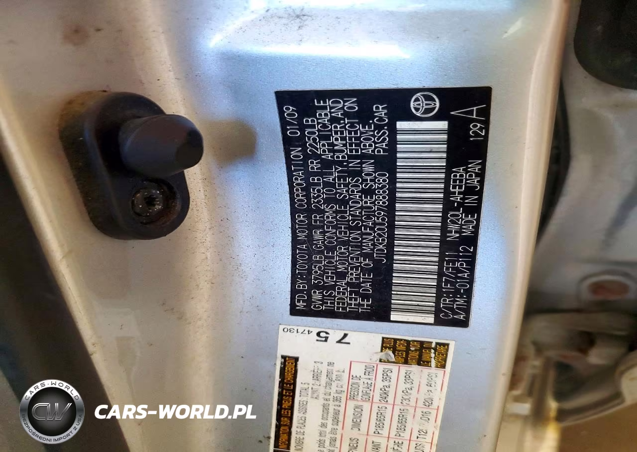 2009 Toyota Prius Standard VIN:JTDKB20U597888380 - 12