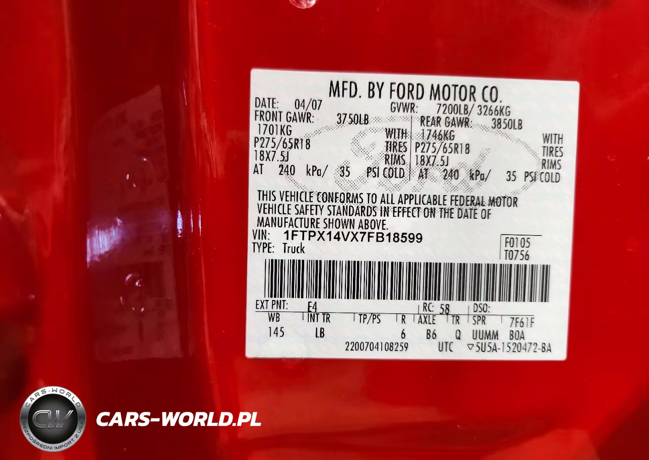 2007 Ford F150 VIN:1FTPX14VX7FB18599 - 12