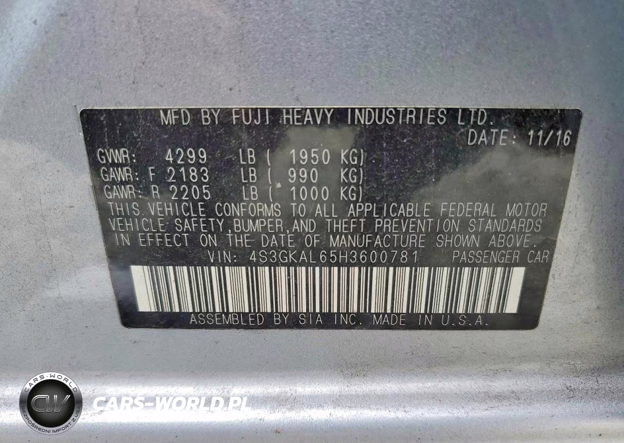 2017 Subaru Impreza Sport VIN:4S3GKAL65H3600781 - 13