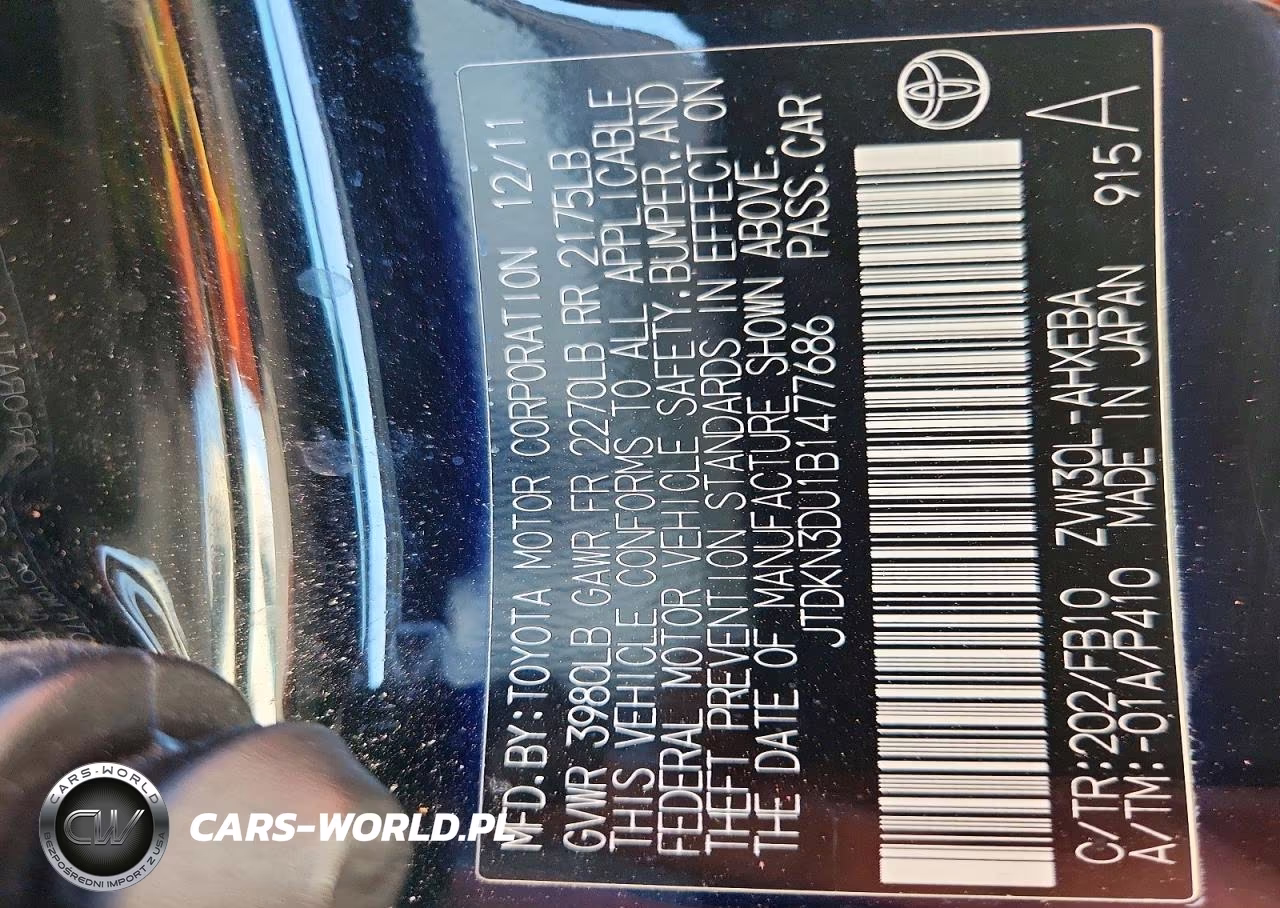 2011 Toyota Prius Two VIN:JTDKN3DU1B1477686 - 12