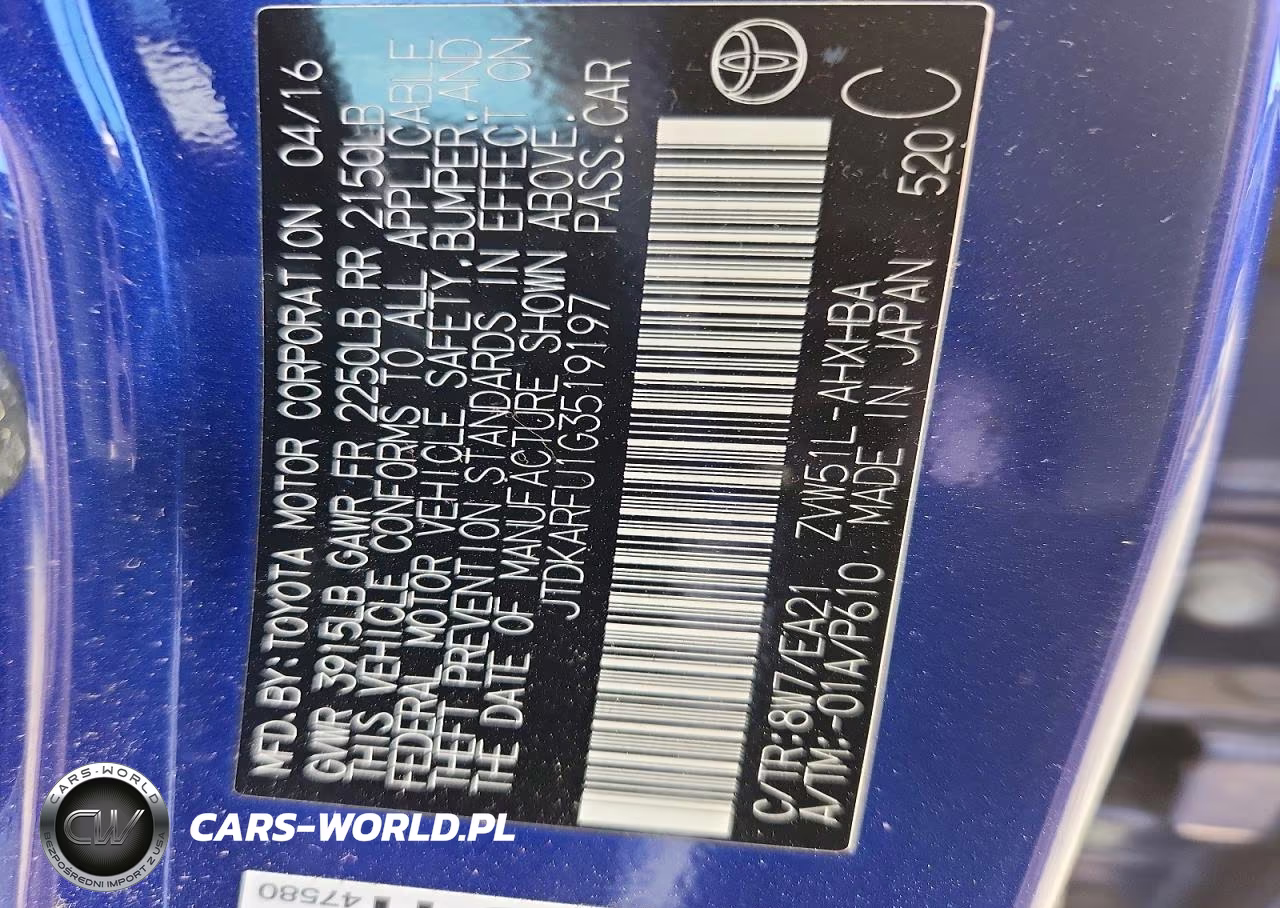 2016 Toyota Prius Four Touring VIN:JTDKARFU1G3519197 - 12
