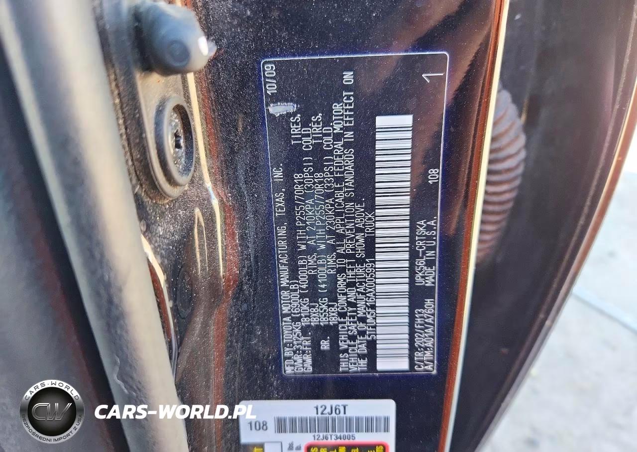 2010 Toyota Tundra Double Cab Sr5 VIN:5TFUM5F16AX005991 - 12