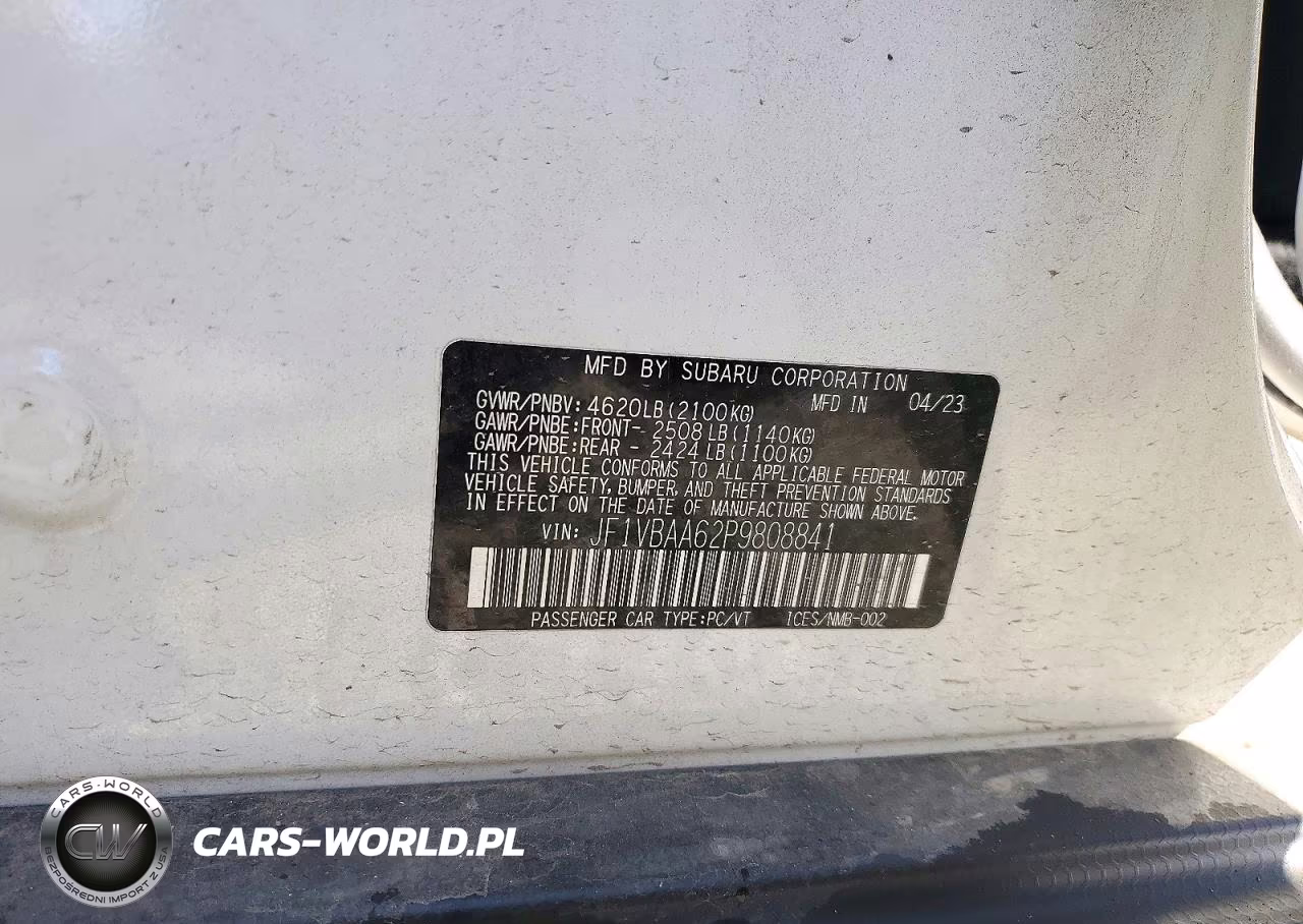 2023 Subaru Wrx VIN:JF1VBAA62P9808841 - 12