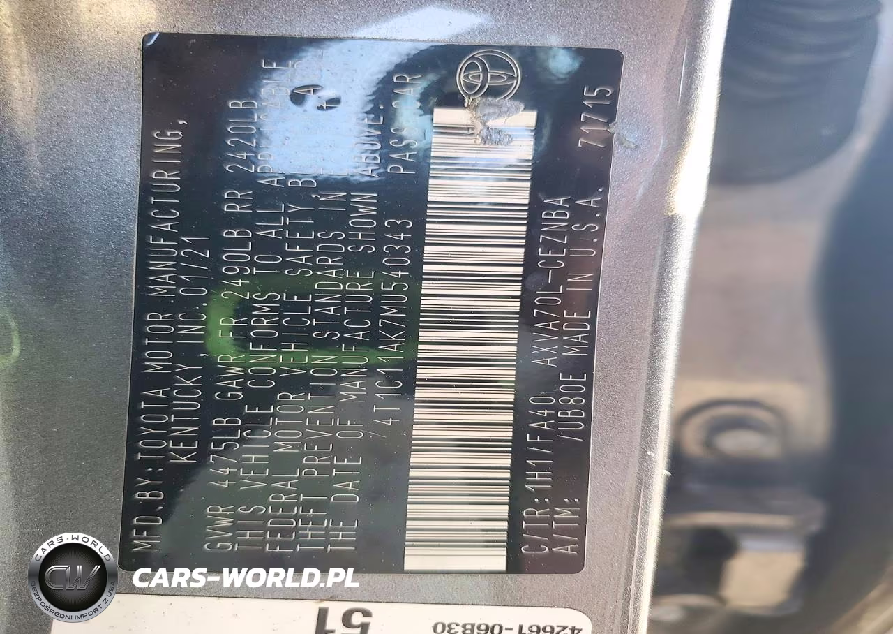 2021 Toyota Camry Le VIN:4T1C11AK7MU540343 - 12