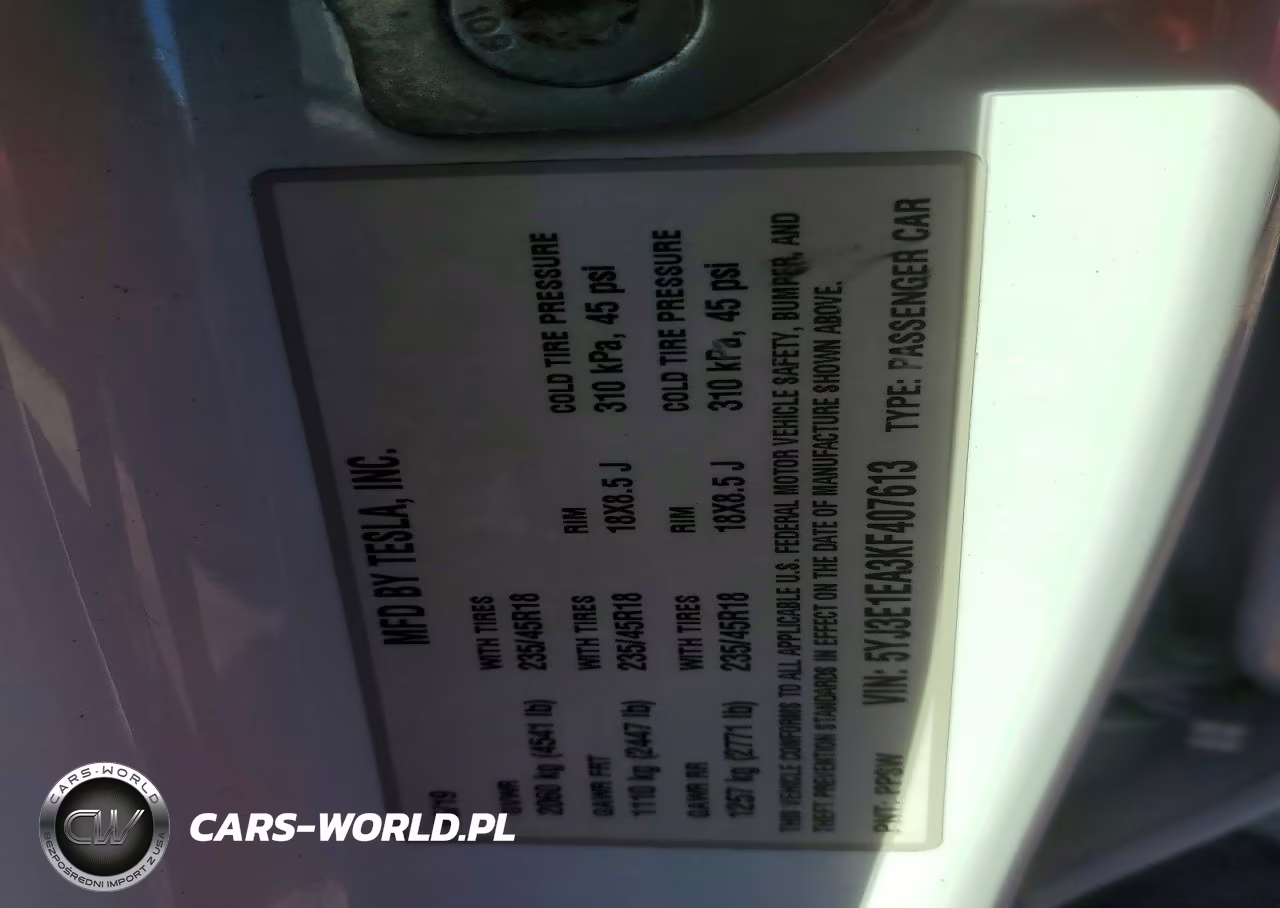 2019 Tesla Model 3 VIN:5YJ3E1EA3KF407613 - 12