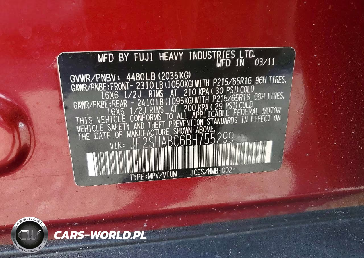2011 Subaru Forester 2.5X VIN:JF2SHABC6BH755299 - 13