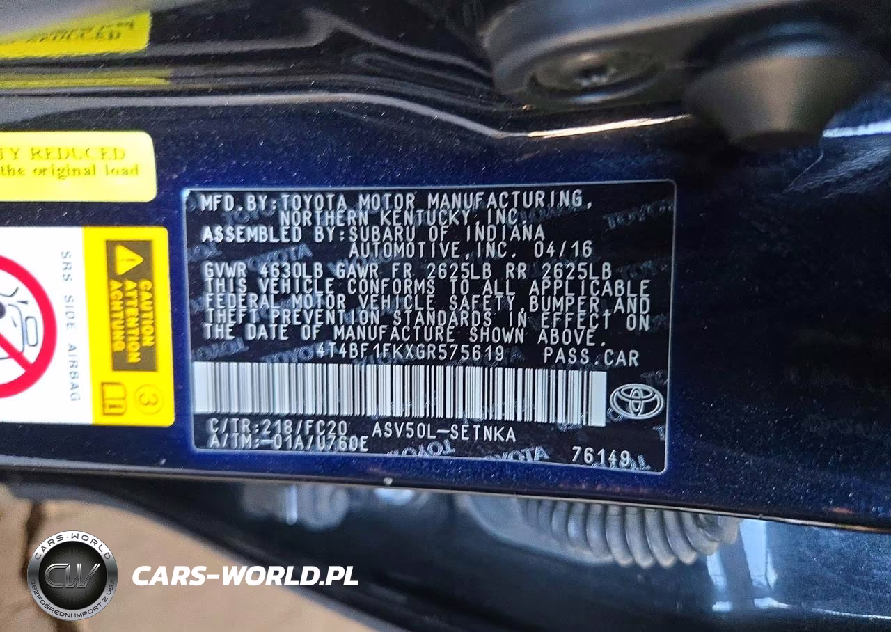2016 Toyota Camry Le VIN:4T4BF1FKXGR575619 - 12