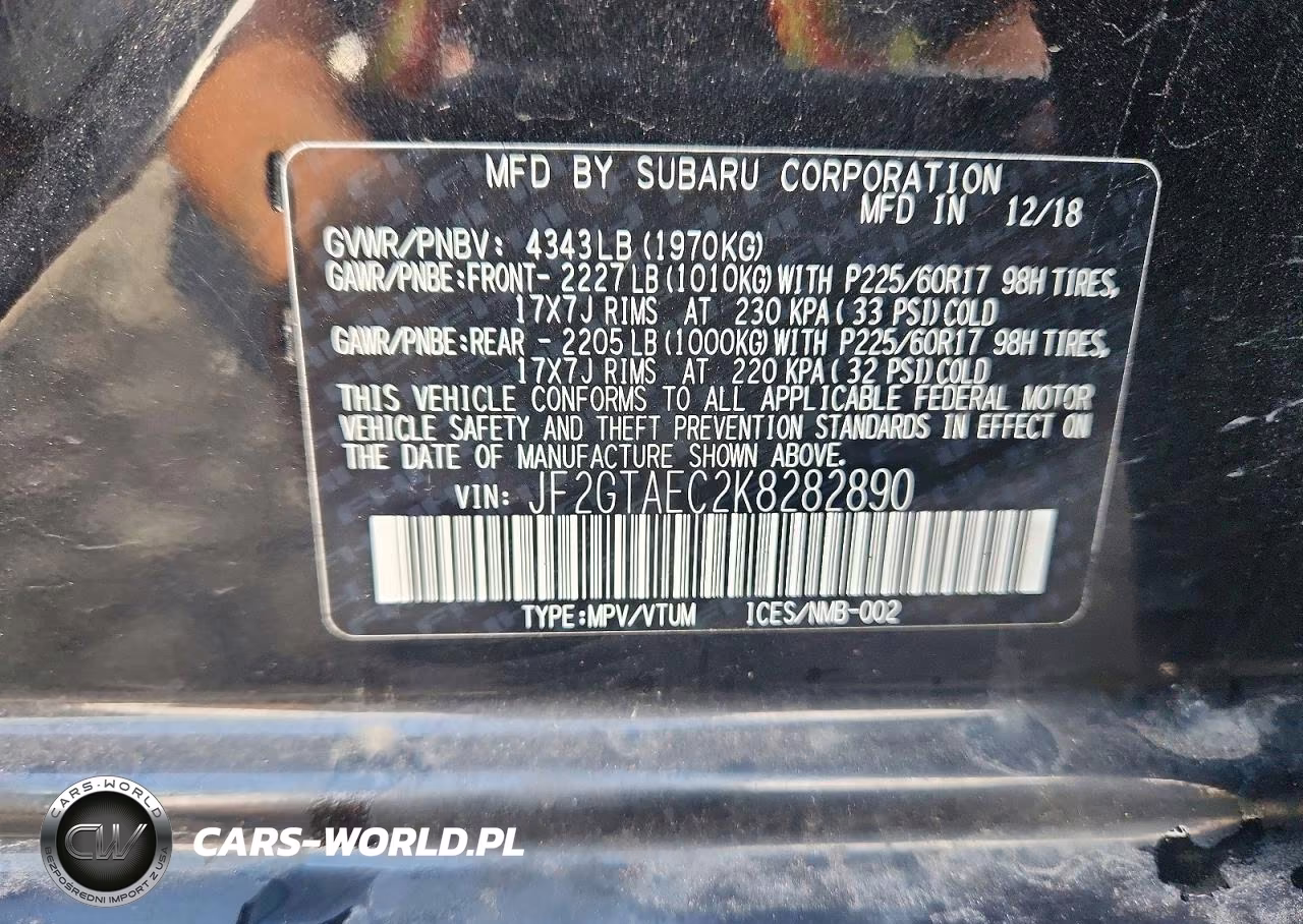 2019 Subaru Crosstrek Premium VIN:JF2GTAEC2K8282890 - 13