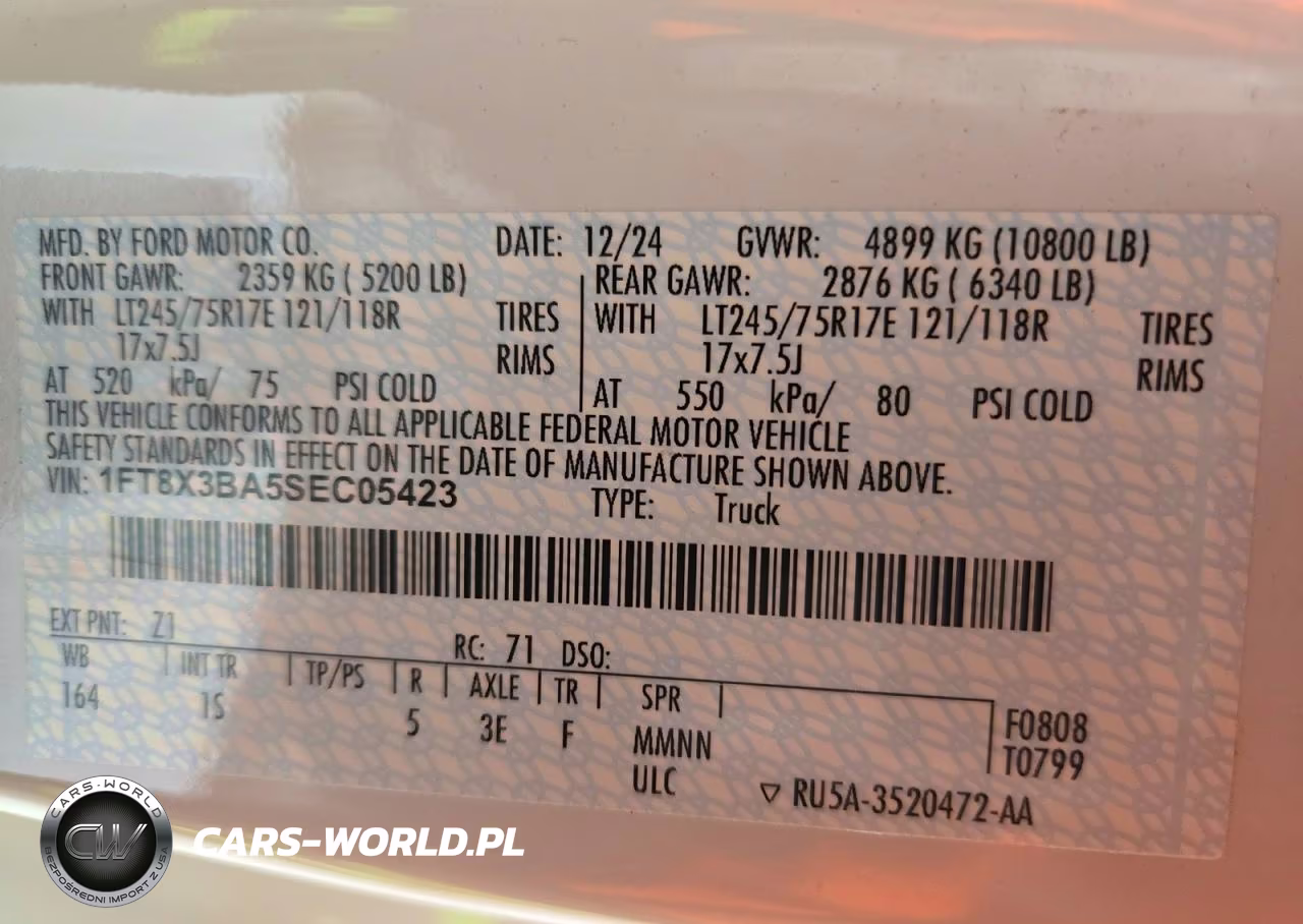 2025 Ford F350 Super Duty VIN:1FT8X3BA5SEC05423 - 12
