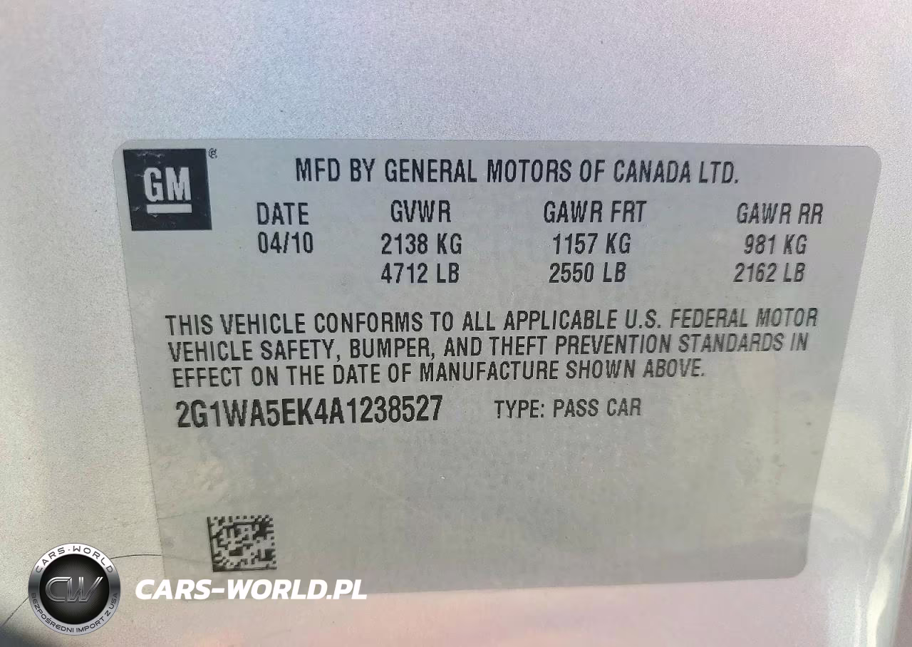 2010 Chevrolet Impala Ls VIN:2G1WA5EK4A1238527 - 12