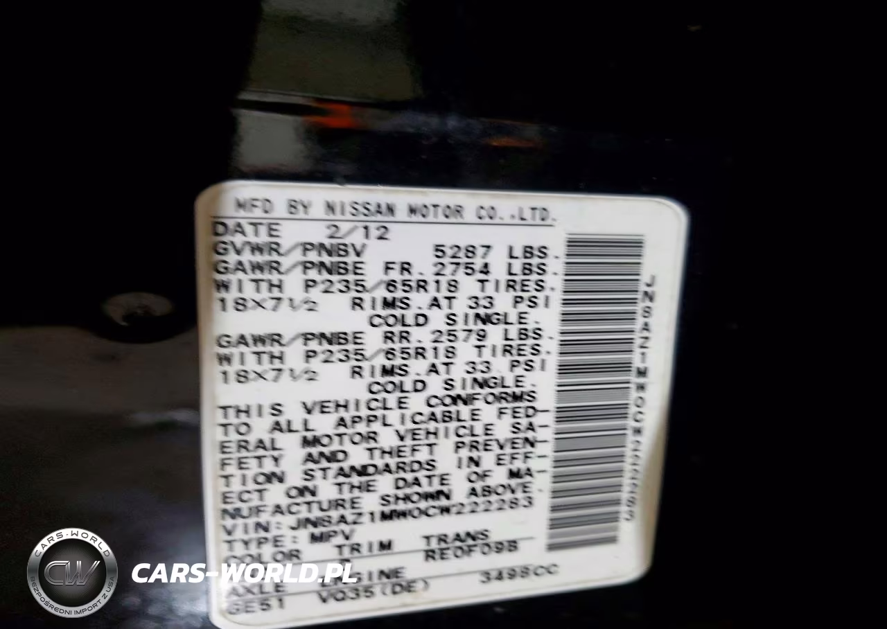 2012 Nissan Murano S VIN:JN8AZ1MW0CW222283 - 13