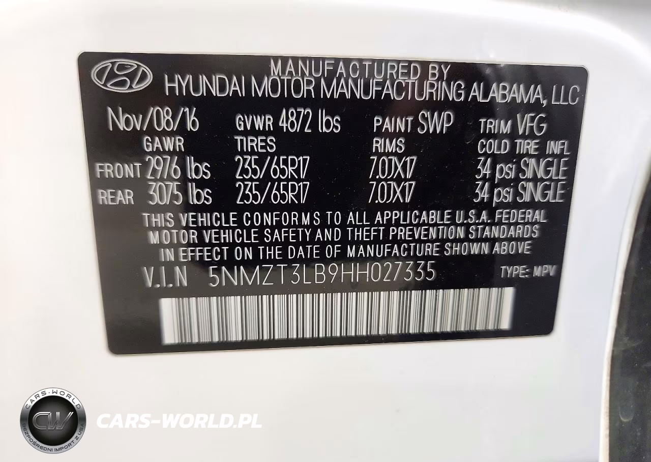 2017 Hyundai Santa Fe Sport 2.4L VIN:5NMZT3LB9HH027335 - 13