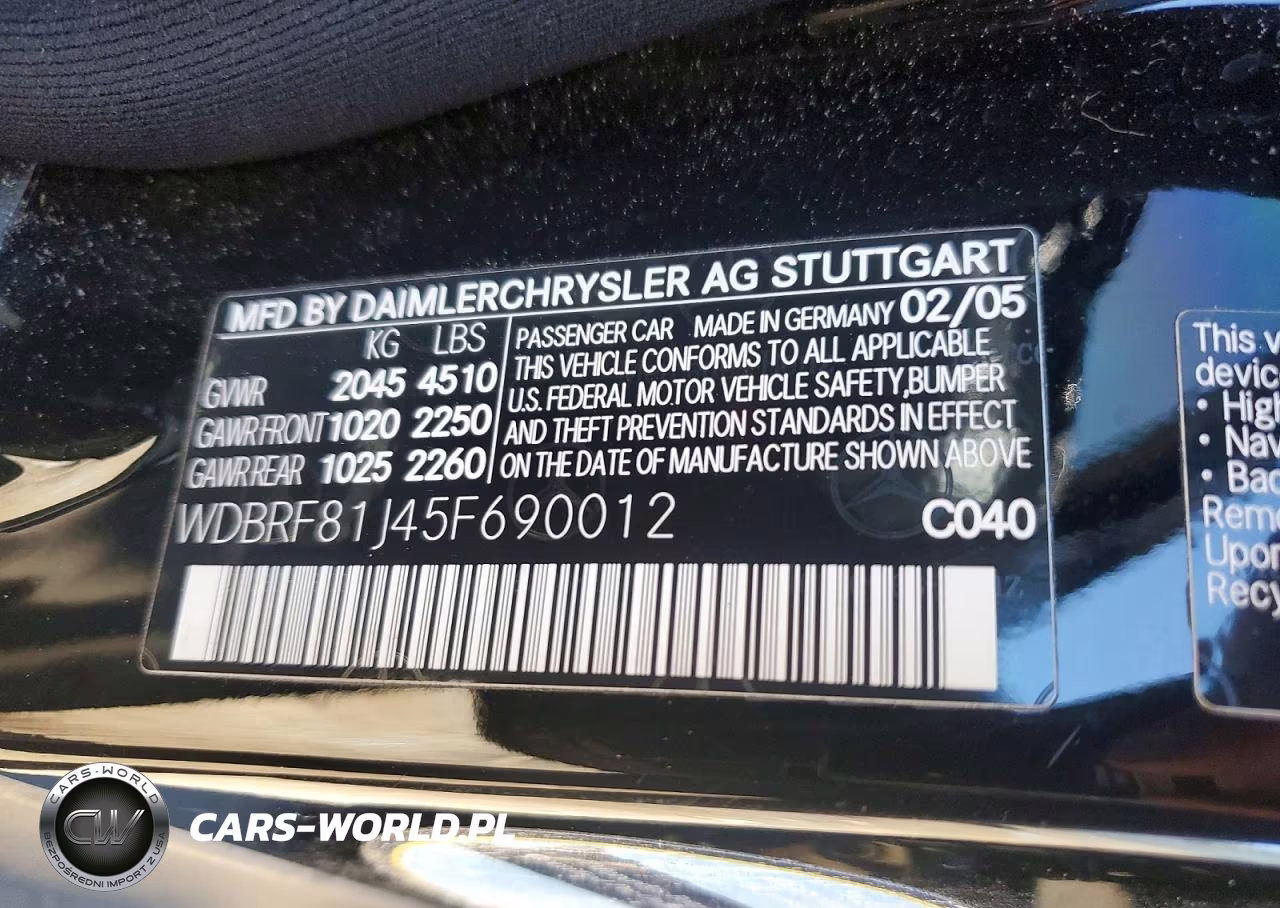 2005 Mercedes-Benz C 240 4Matic VIN:WDBRF81J45F690012 - 12