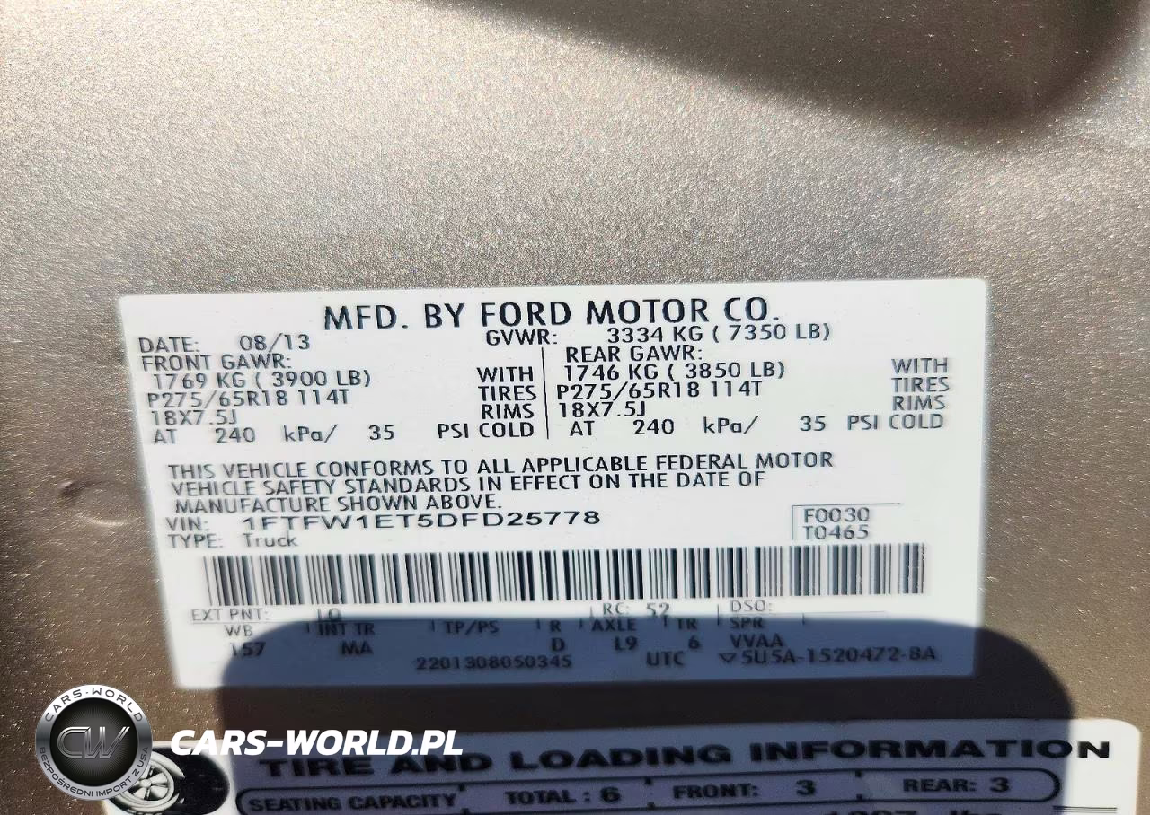 2013 Ford F150 Supercrew VIN:1FTFW1ET5DFD25778 - 12
