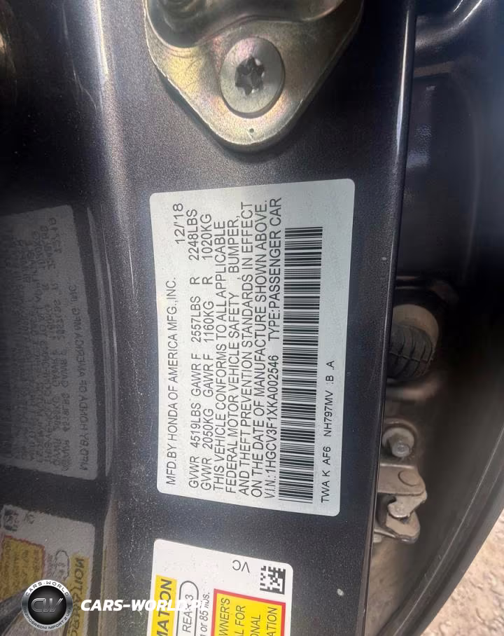 2019 Honda Accord Hybrid VIN:1HGCV3F1XKA002546 - 10