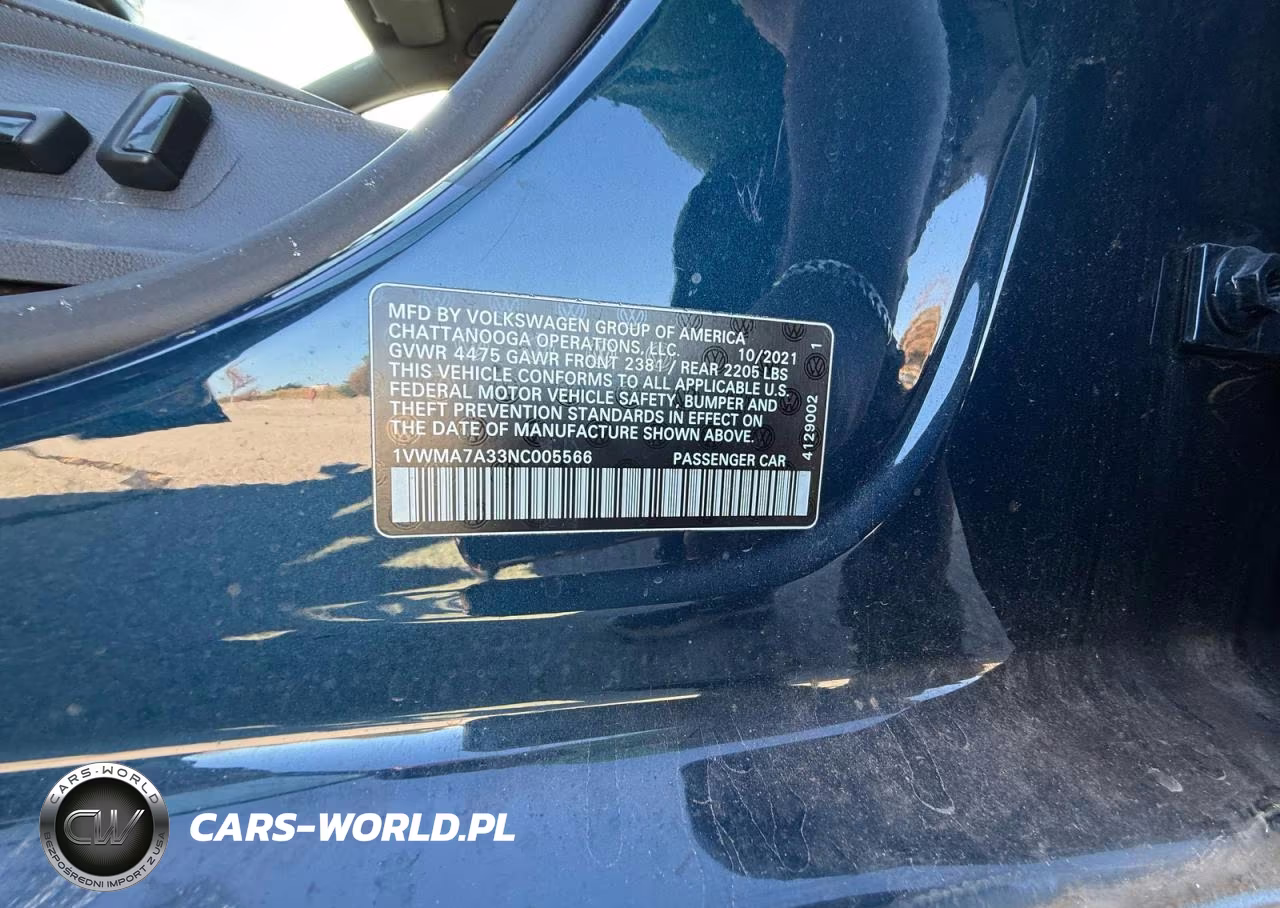 2022 Volkswagen Passat R-Line VIN:1VWMA7A33NC005566 - 10