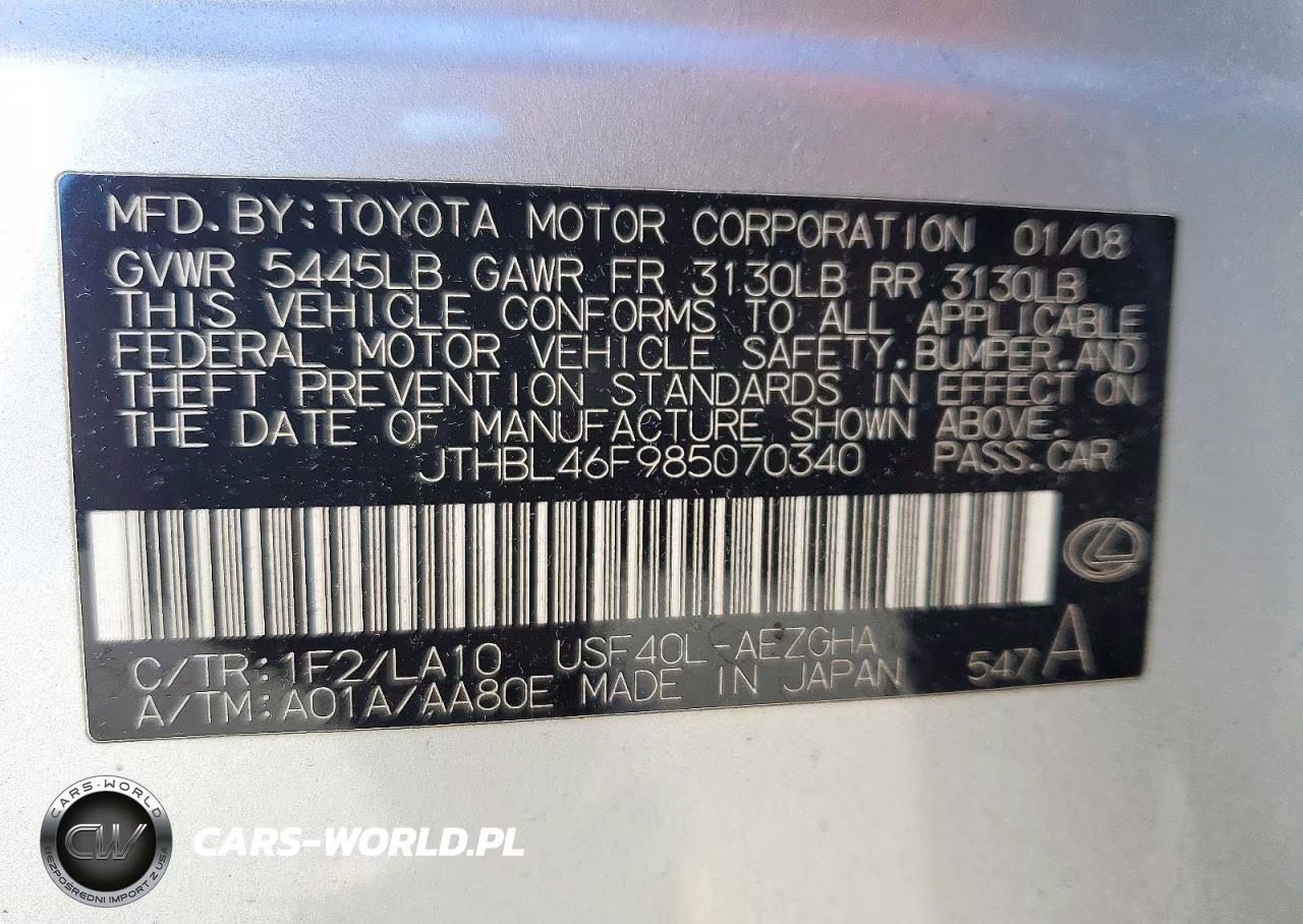 2008 Lexus Ls 460 VIN:JTHBL46F985070340 - 12