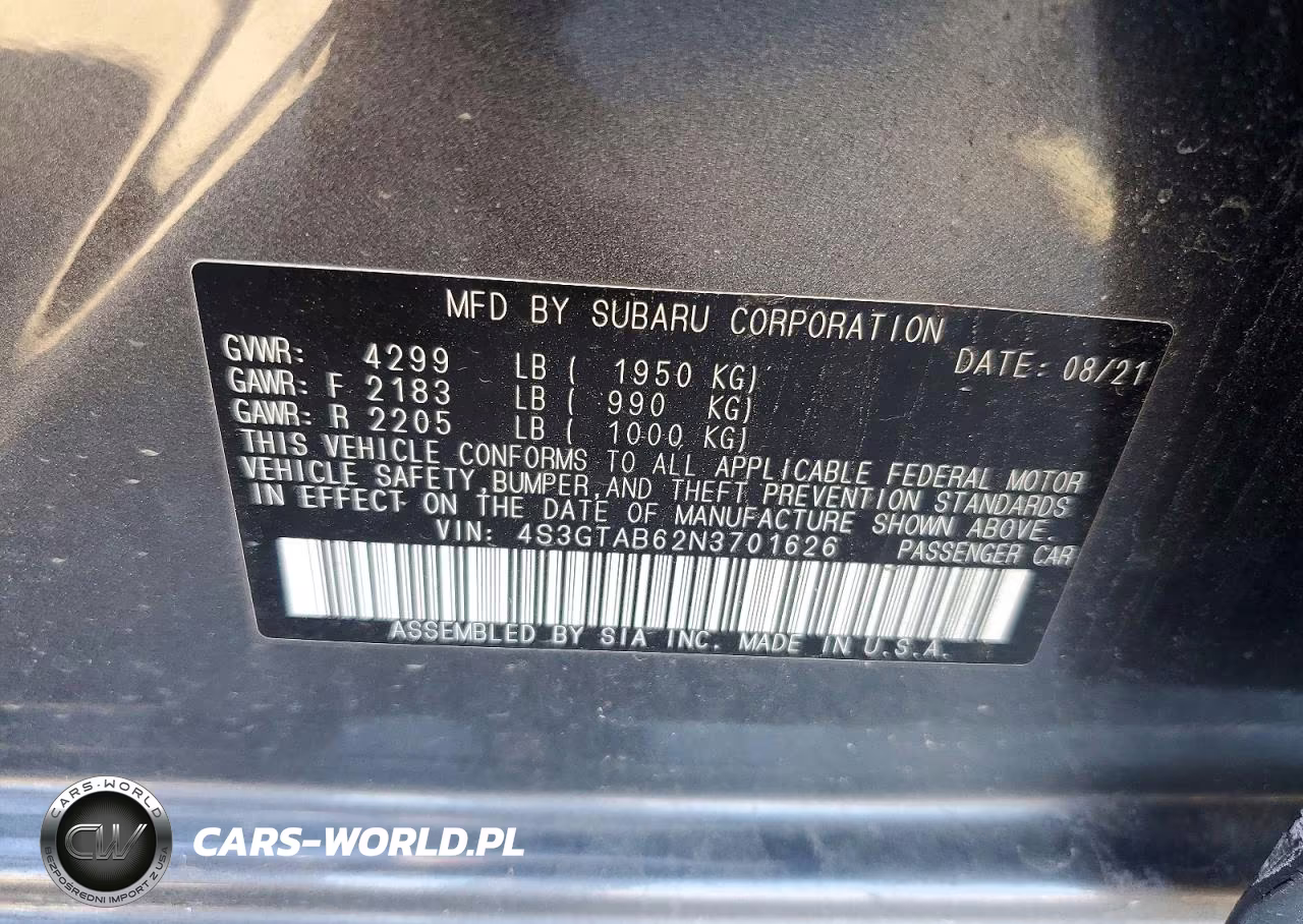 2022 Subaru Impreza VIN:4S3GTAB62N3701626 - 12