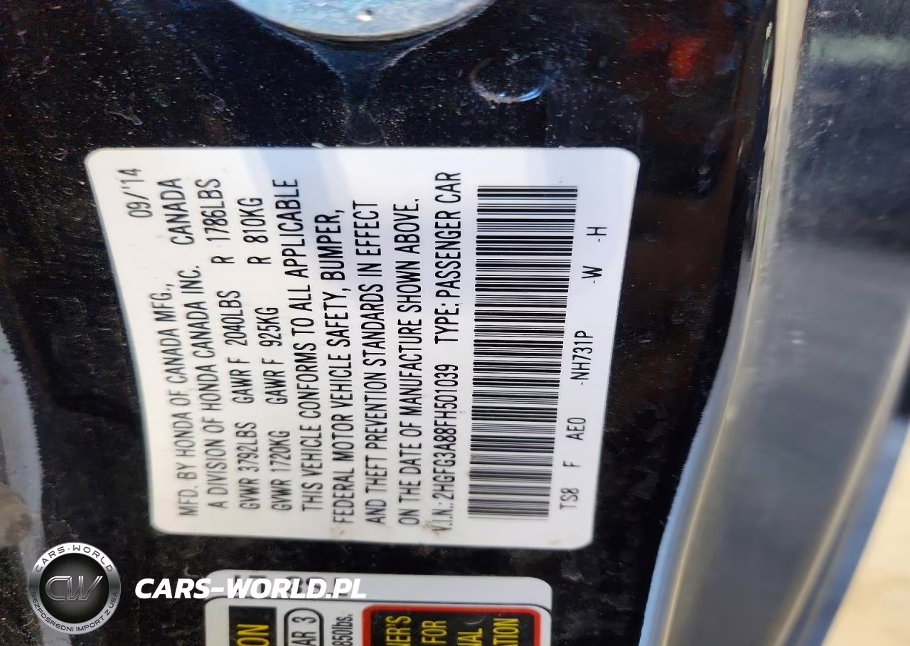 2015 Honda Civic Ex VIN:2HGFG3A88FH501039 - 13