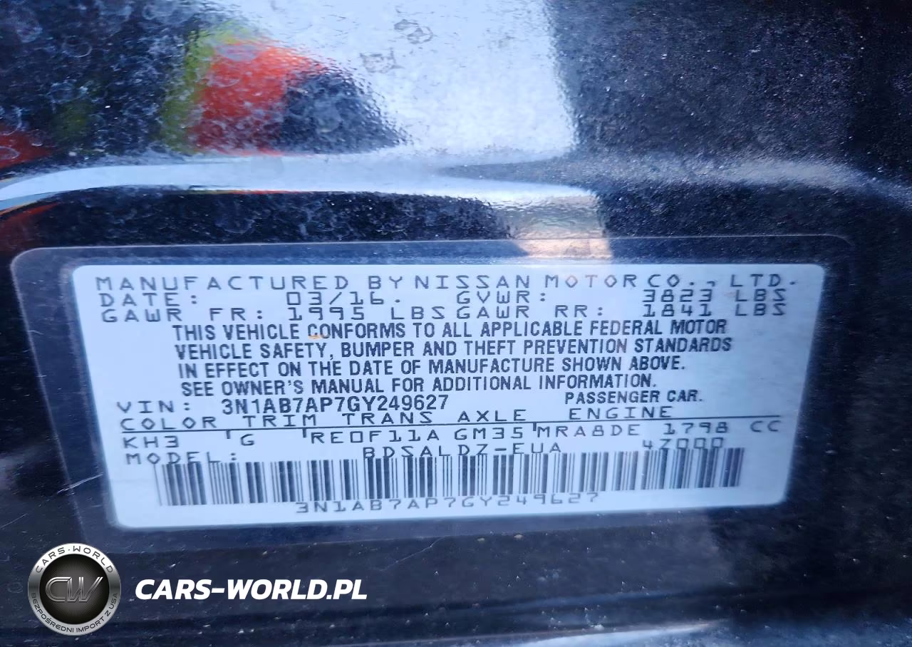 2016 Nissan Sentra Sv VIN:3N1AB7AP7GY249627 - 12
