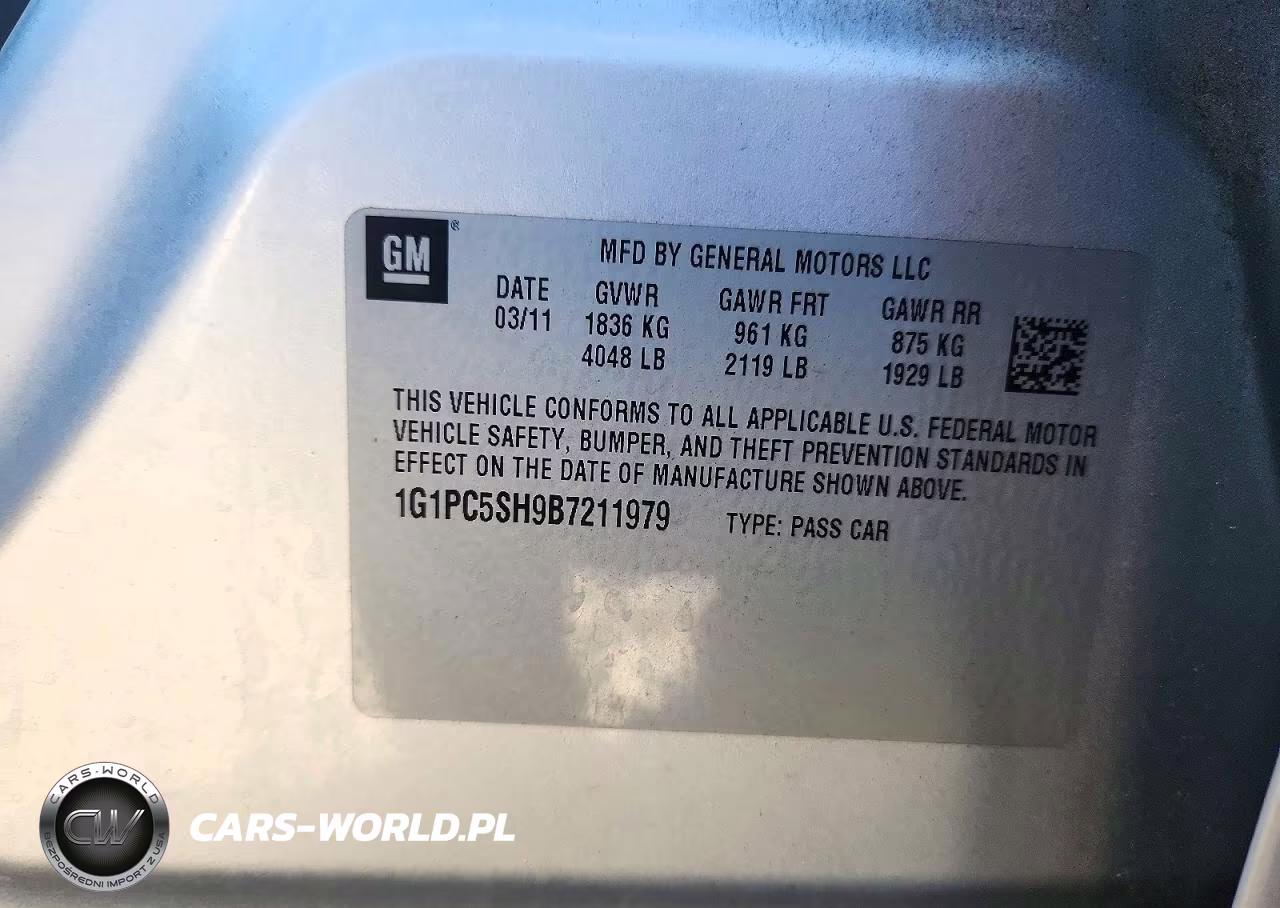 2011 Chevrolet Cruze Ls VIN:1G1PC5SH9B7211979 - 12