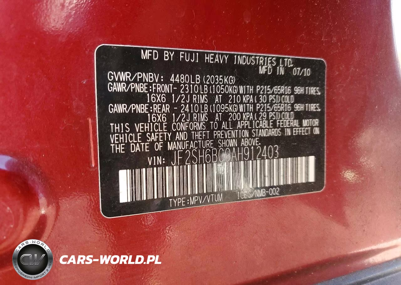 2010 Subaru Forester Xs VIN:JF2SH6BC0AH912403 - 13