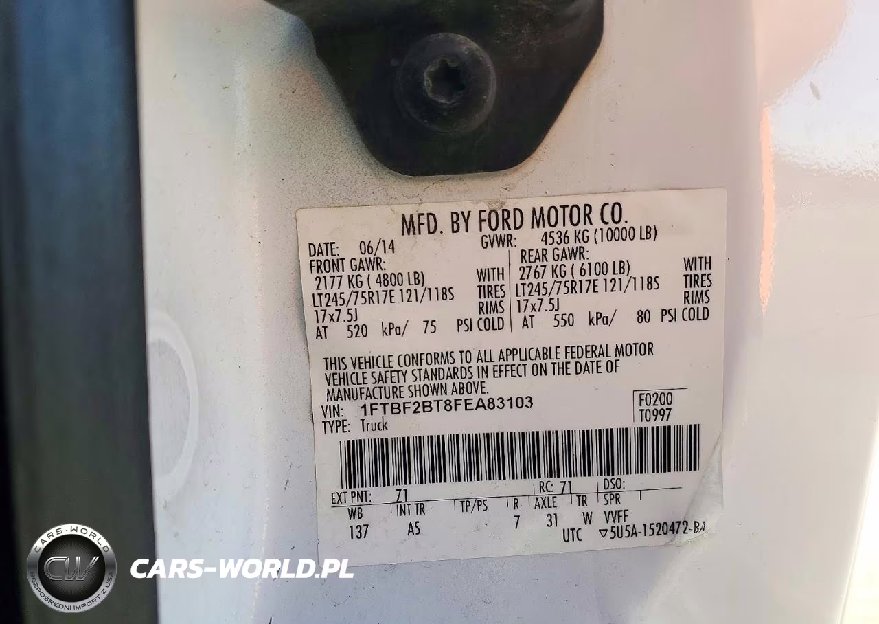 2015 Ford F250 Super Duty VIN:1FTBF2BT8FEA83103 - 12