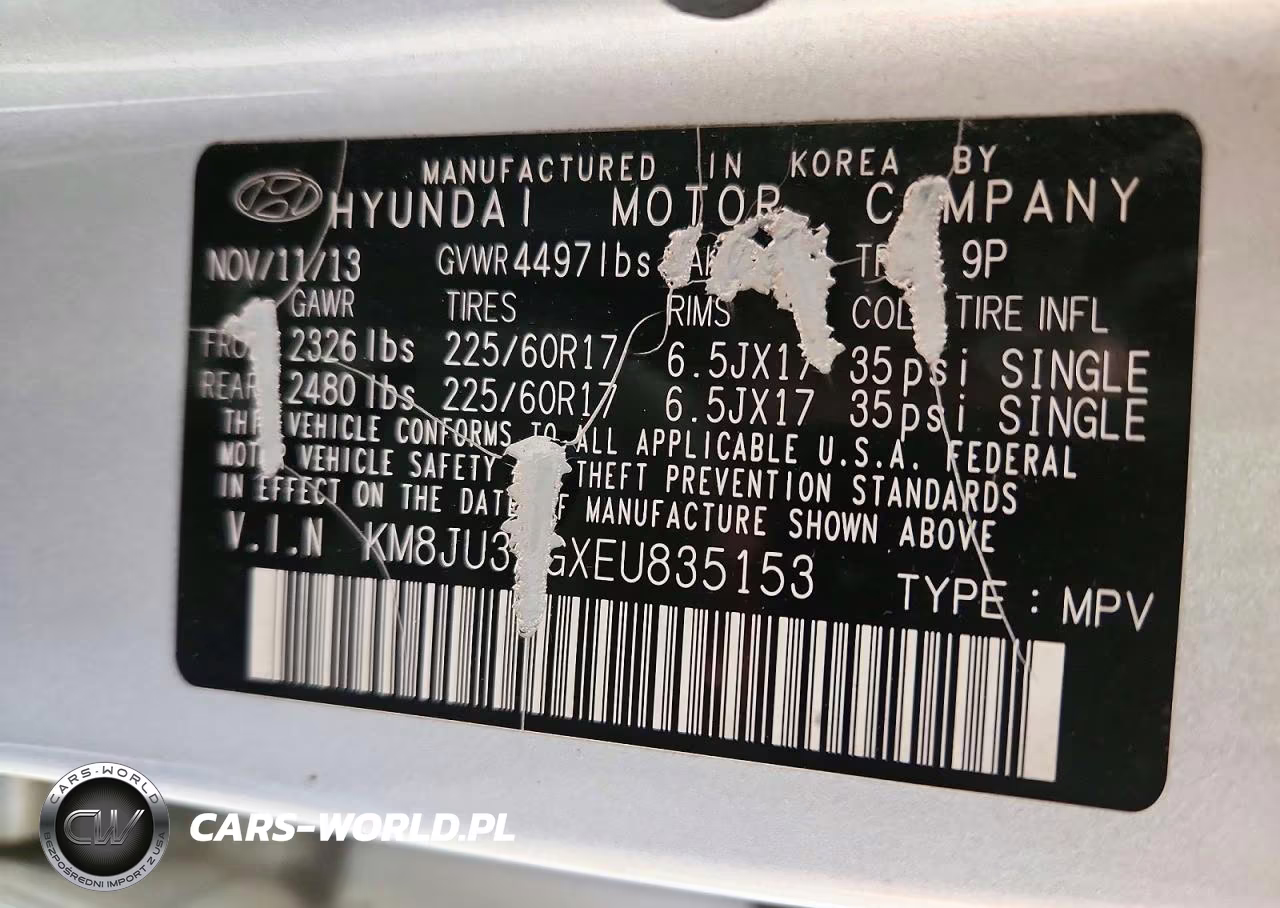 2014 Hyundai Tucson Se VIN:KM8JU3AGXEU835153 - 13