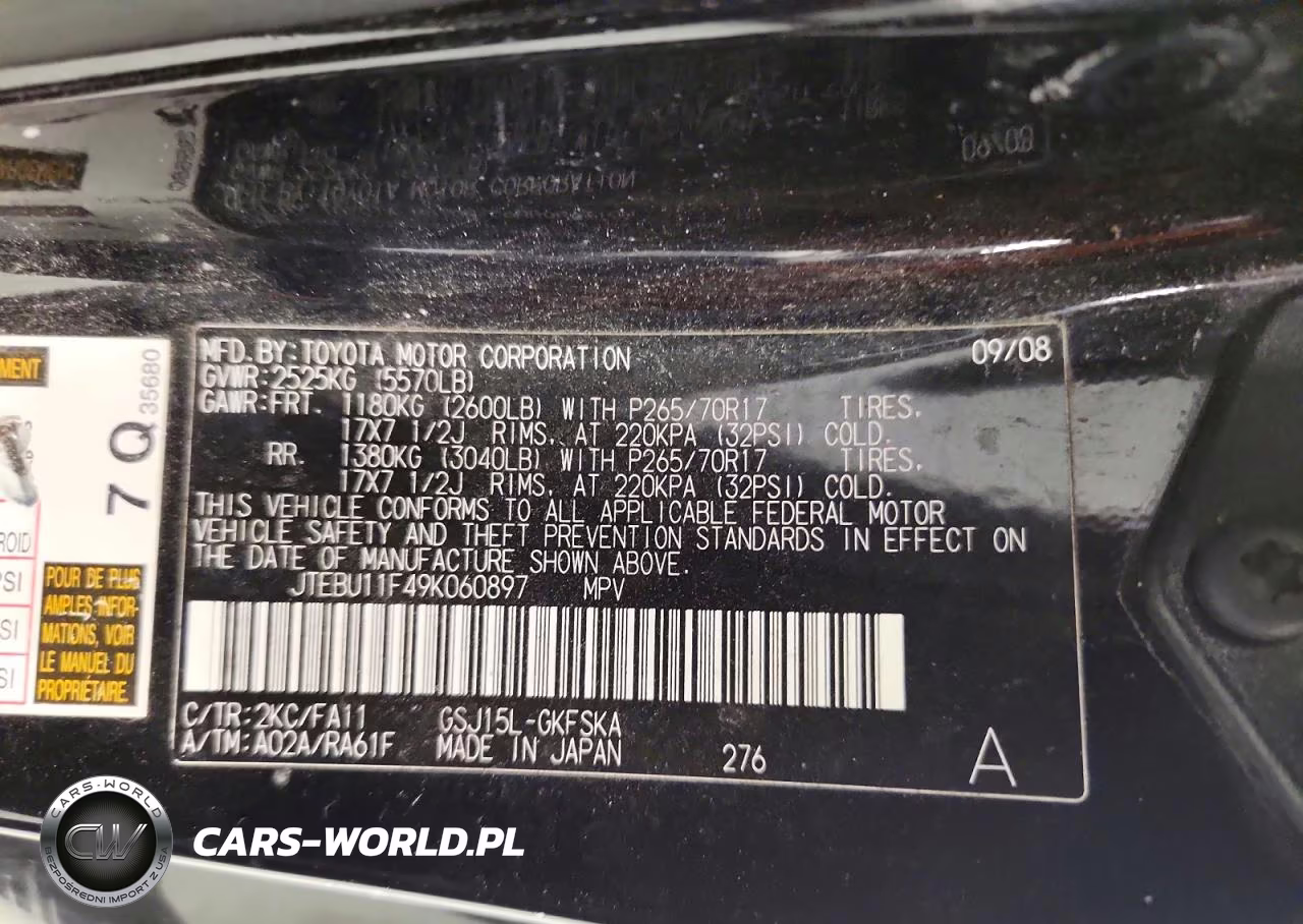 2009 Toyota Fj Cruiser Base VIN:JTEBU11F49K060897 - 13