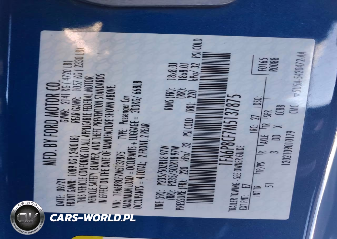 2021 Ford Mustang Gt VIN:1FA6P8CF7M5137875 - 12