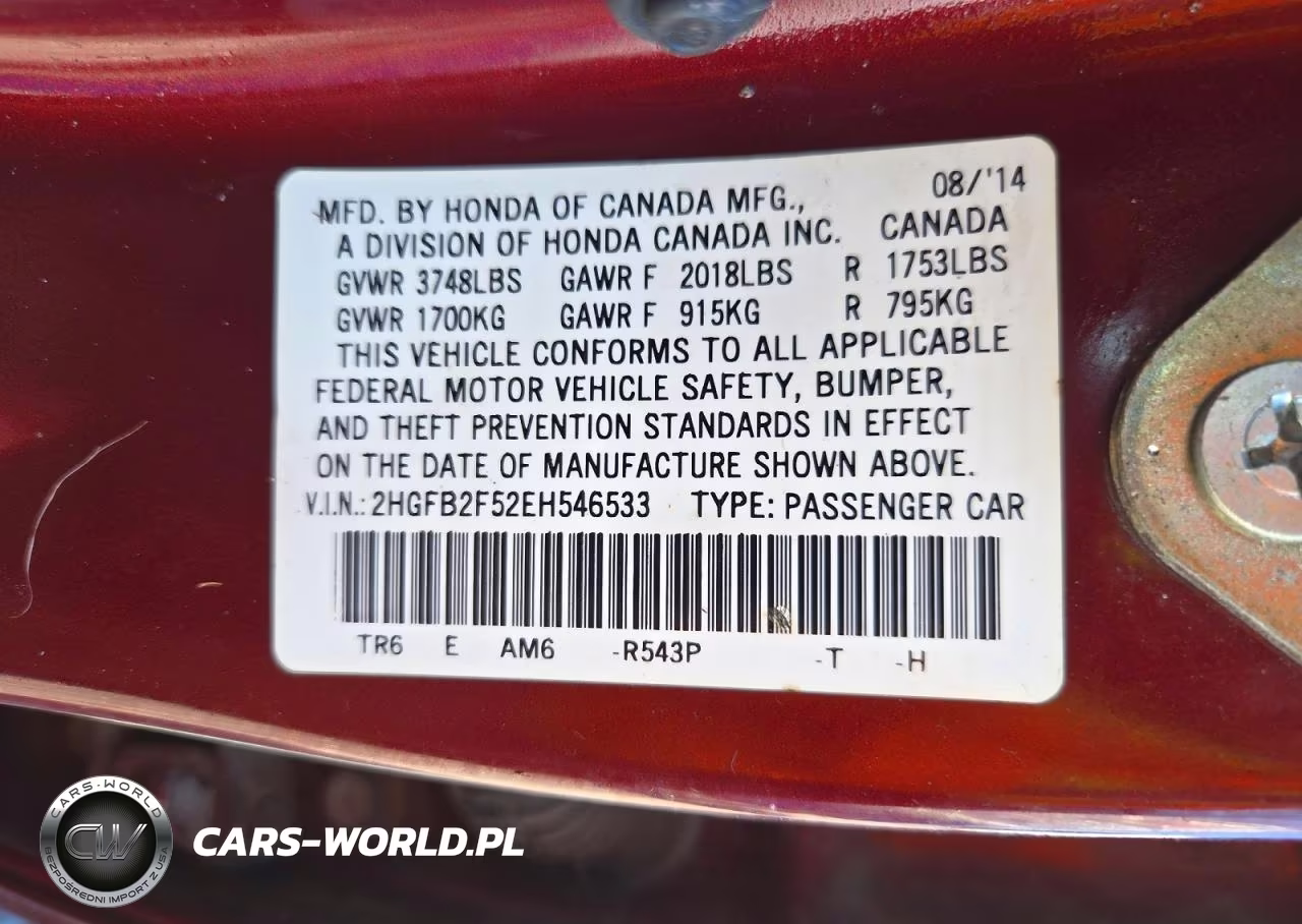 2014 Honda Civic Lx VIN:2HGFB2F52EH546533 - 12