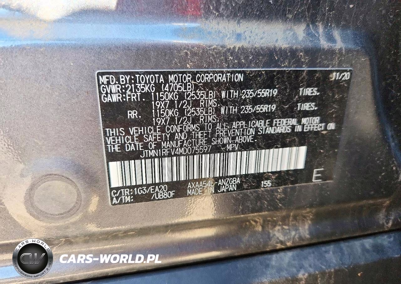 2021 Toyota Rav4 Limited VIN:JTMN1RFV4MD075597 - 13