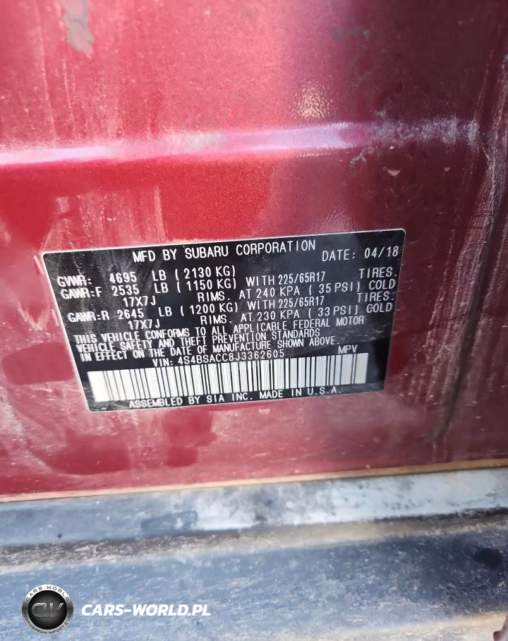 2018 Subaru Outback 2.5I Premium VIN:4S4BSACC8J3362605 - 13