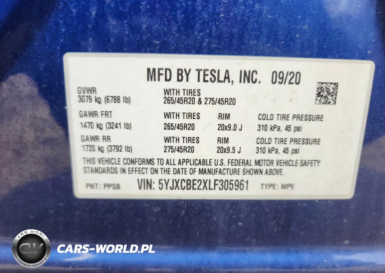 2020 Tesla Model X VIN:5YJXCBE2XLF305961 - 13