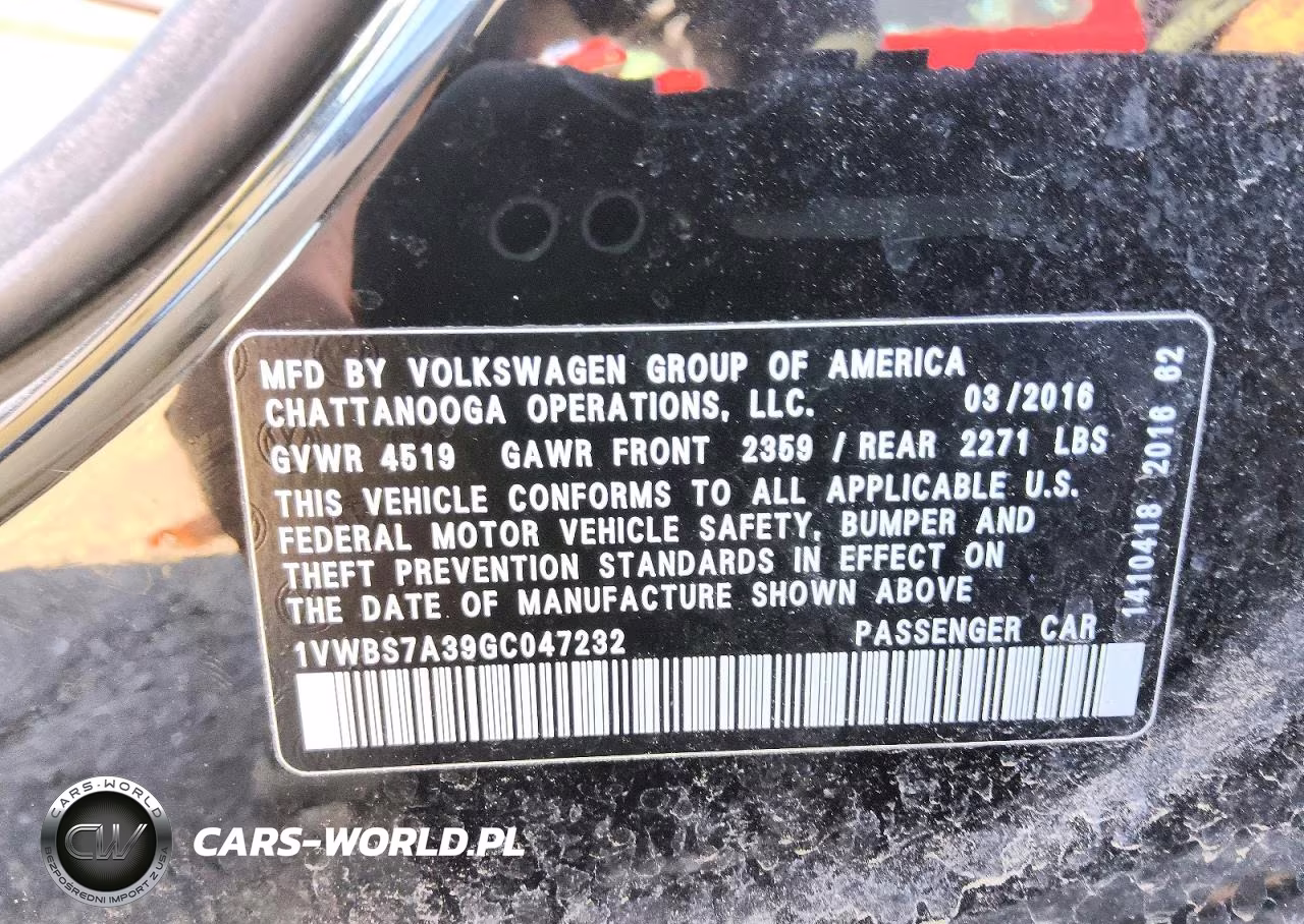 2016 Volkswagen Passat Se VIN:1VWBS7A39GC047232 - 12