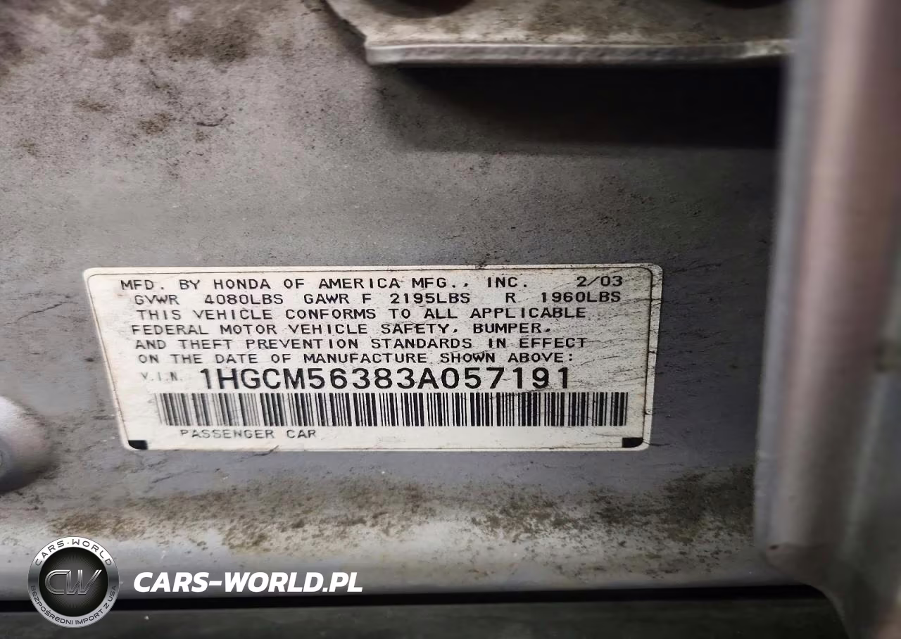 2003 Honda Accord Lx VIN:1HGCM56383A057191 - 12