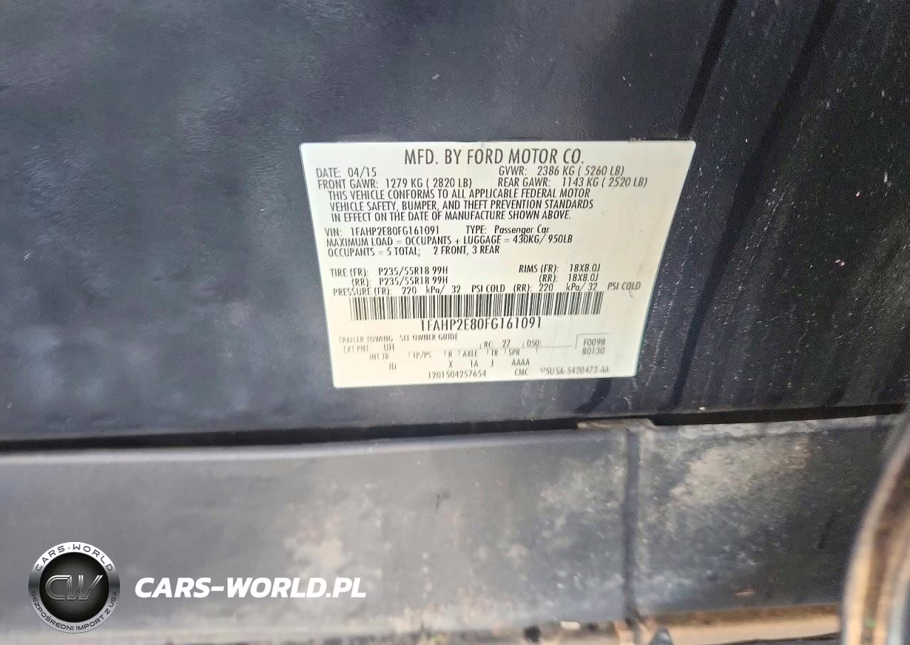 2015 Ford Taurus Sel VIN:1FAHP2E80FG161091 - 12