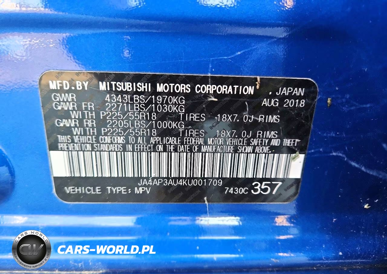 2019 Mitsubishi Outlander Sport Es VIN:JA4AP3AU4KU001709 - 12