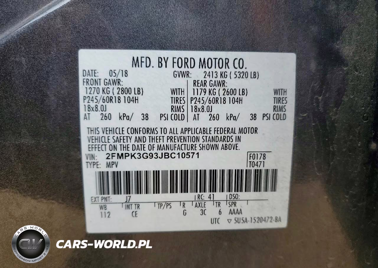 2018 Ford Edge Se VIN:2FMPK3G93JBC10571 - 14