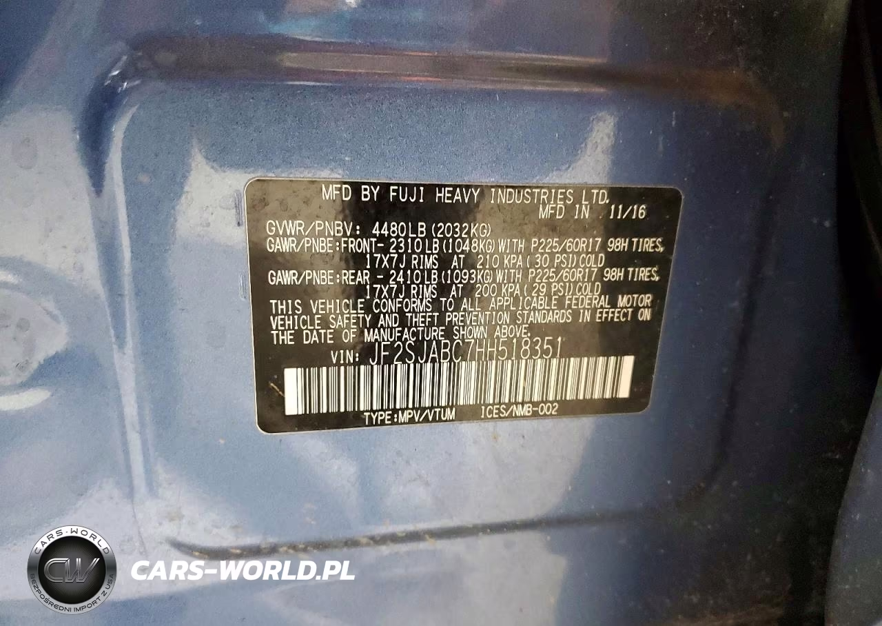 2017 Subaru Forester 2.5I VIN:JF2SJABC7HH518351 - 13