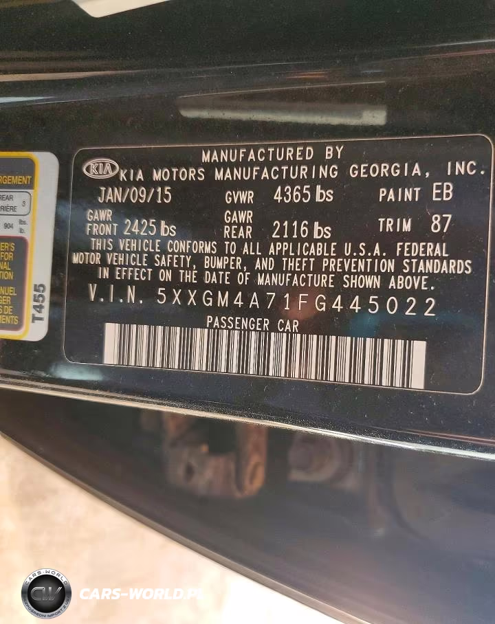 2015 Kia Optima Lx VIN:5XXGM4A71FG445022 - 12